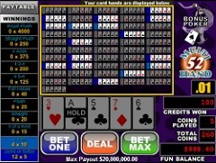 Bonus Poker 52 hands 